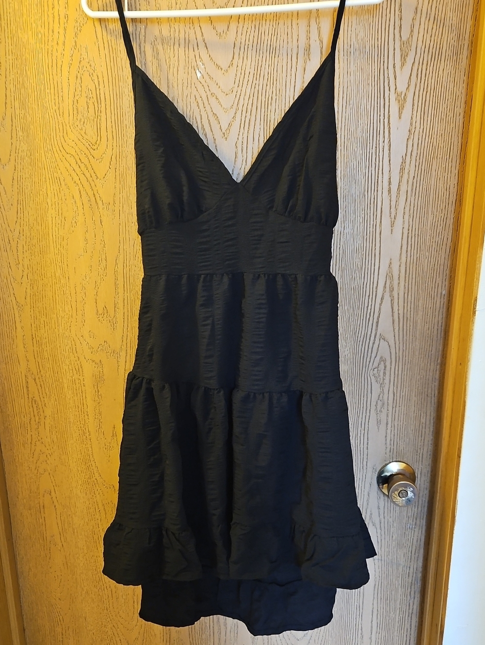 Black Tiered V-Neck Spaghetti Strap Dress